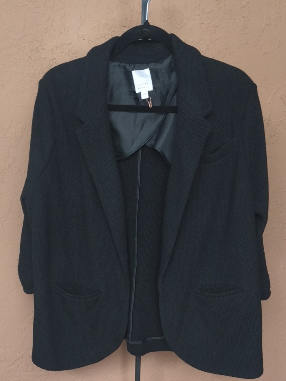 LC Lauren Conrad Black Open-Front Knit Blazer Size 20W